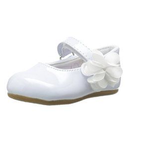 Baby Deer Girls Mary Jane Skimmer First Walker Shoe, White, 10 Toddler